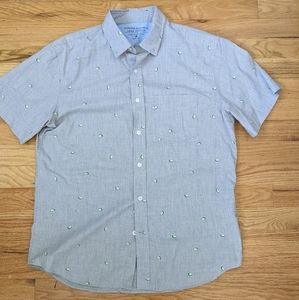 Banana Republicans Grey Button Up Medium Slim Fit